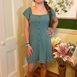 SO turquoise mini dress with buttons: size S